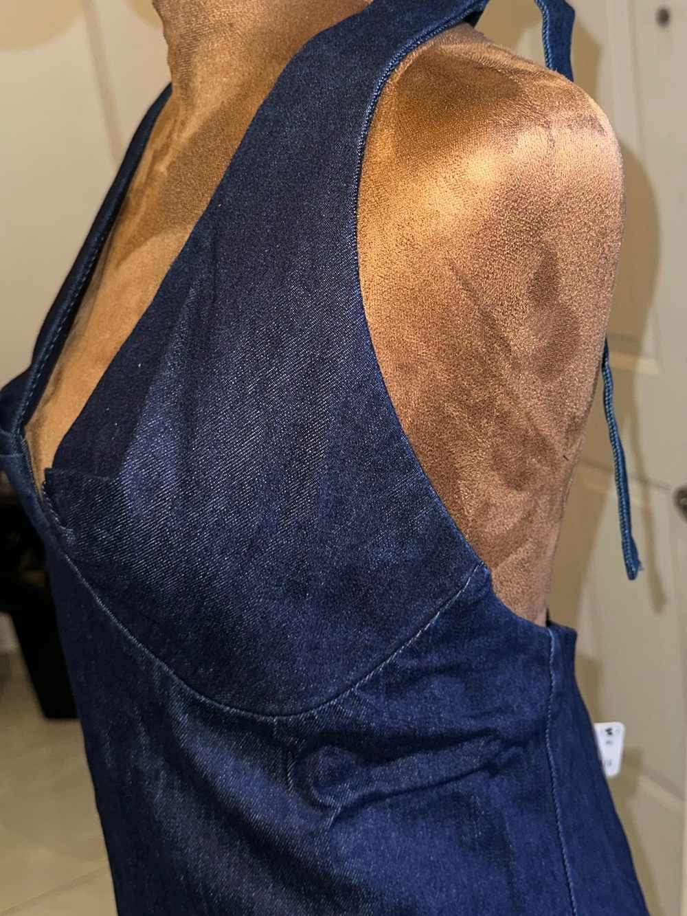 Free People Deep Blue Backless Denim Dress - Picture 3 of 8